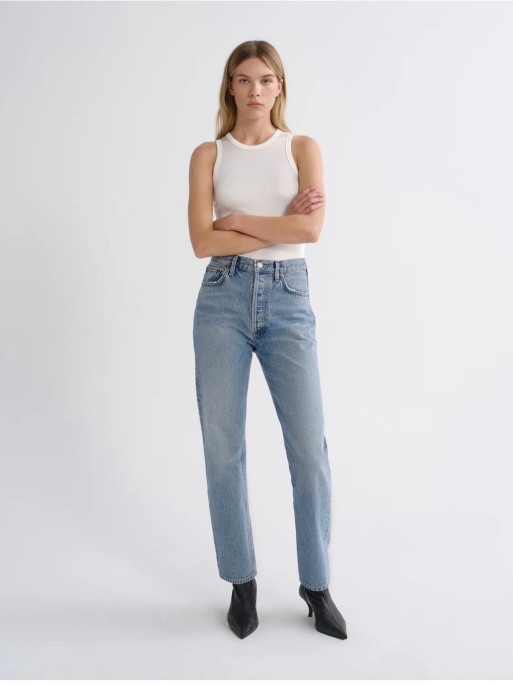 Agolde High-Rise Straight Jeans in Light Blue 90’s Pinch